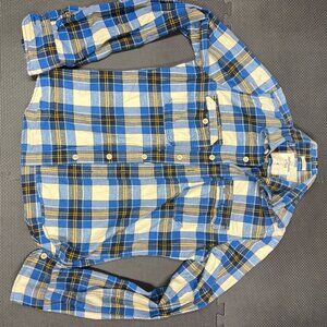 Abercrombie & Fitch Mens Blue & Yellow Plaid Button-Down Shirt M 100% Cotton Cas